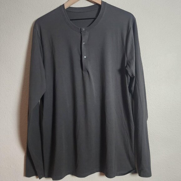 Lululemon Other - Lululemon Henley Shirt Mens Large Gray Long Sleeve Athletic Casual Logo